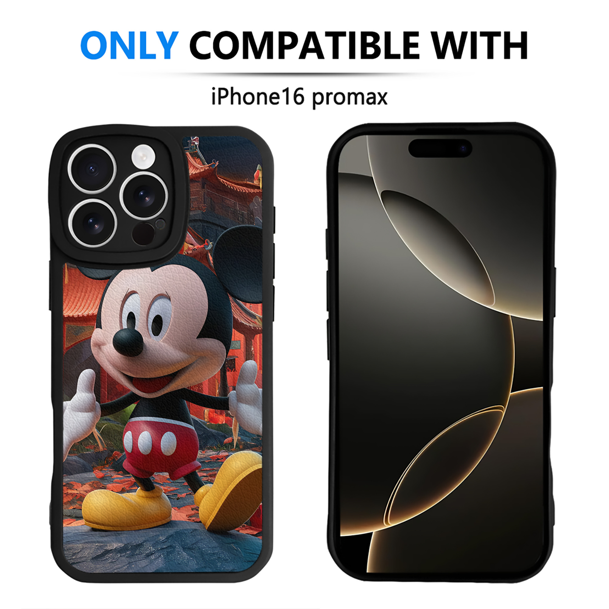 （画像用） ミッキーマウス Mickey Mouse 【iPhone 16シリーズ対応】シリコンスマホケース（レザー調） 材質：シリコン